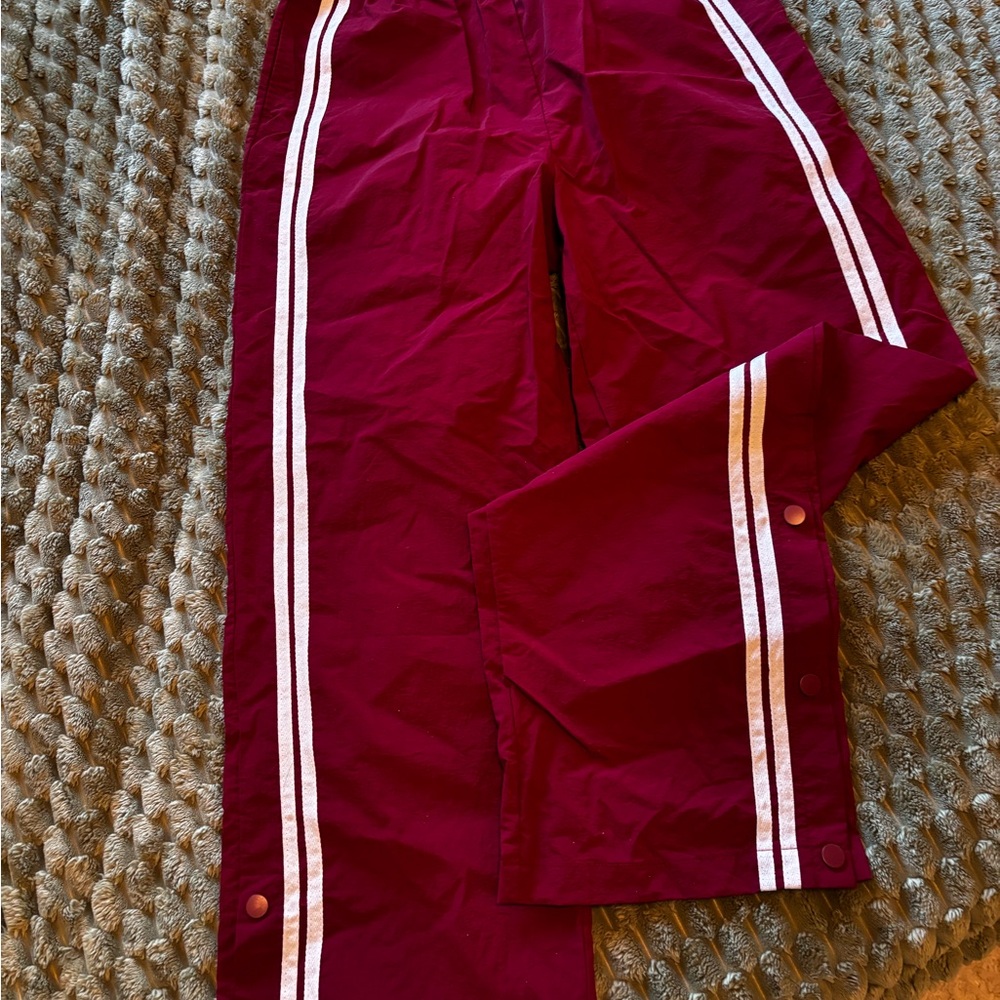 No Boundaries Burgundy Track Pants with White Side Stripes